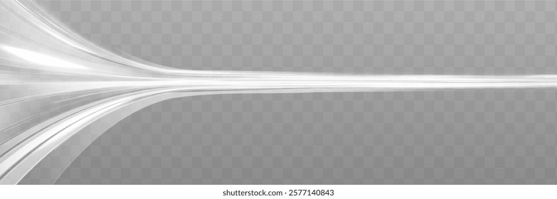 White bright blurred light lines in wave and speed motion. Big data traffic visualization, dynamic high speed data streaming traffic.	