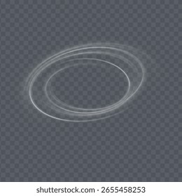 Líneas de luz borrosas brillantes blancas en movimiento de onda y velocidad. Abstractas círculos de fuego de Vector, brillantes remolinos y enérgicos marcos de espiral de luz. Partículas de polvo mágico.