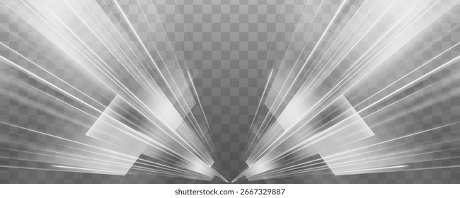 White bright blurred light lines in wave and speed motion. Abstract vector fire circles, sparkling swirls and energetic light spiral frames. Sparkling particles of magic dust.	
