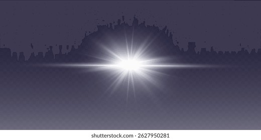White bright flash of a star. Magic light effect.