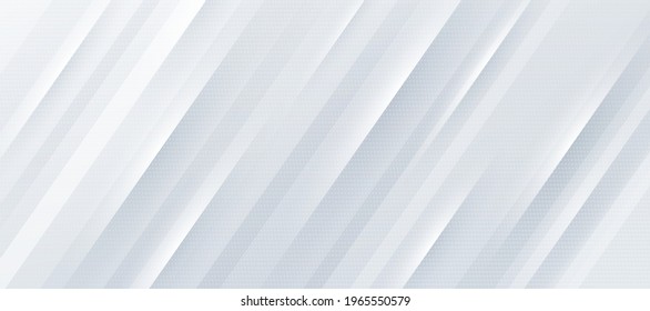 White and bright gray gradient background with dynamic diagonal stripe lines and halftone texture. Modern and simple template banner design. Luxury and elegant concept. Vector illustration