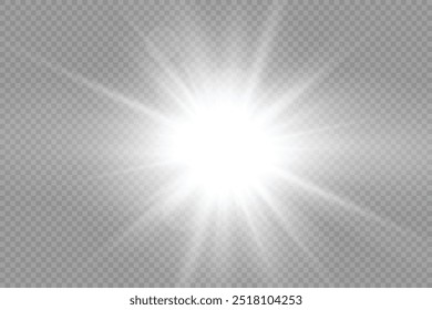 Estrella brillante blanca brillante que irrumpe rayos de sol destello de luz del sol con resplandor bokeh