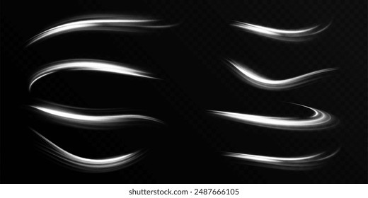 White bright wind lines of bright Twirl swirl on a transparent background. Light effect for pharmaceutical perfume design Web design and illustration
