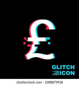 White British pound sign in glitch style on black background