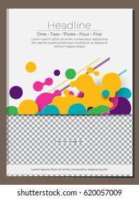 White Brochure Cover Brochure with Blue, Green, Yellow, Pink Combination Abstract Vector Background for Banner, Poster, Booklet, Annual Report, Brochure and Flyer for Eve, Party, Club and Celebration.