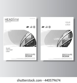 White brochure design, annual report cover, leaflet layout. Flyer design. Magazine cover, poster template. Presentation template, leaflet layout. Vector business center photo. eps 10