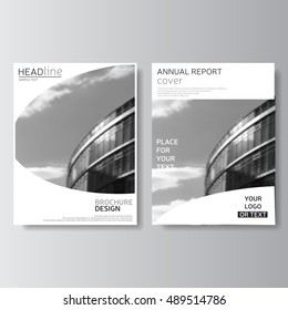 White brochure template, annual report cover. Vector leaflet design. Magazine cover, poster template
