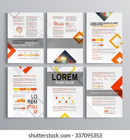 White brochure template design with color square pattern. Cover layout and infographics