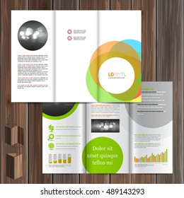 White brochure template design with color round elements. Cover layout