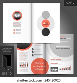 White brochure template design with red and gray round elements. Cover layout