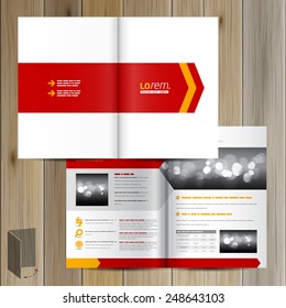 White brochure template design with red arrow. Cover layout