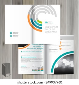 White brochure template design with round color elements. Cover layout