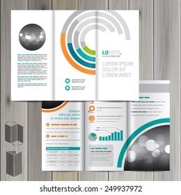 White brochure template design with round color elements. Cover layout