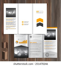 White brochure template design with yellow and black arrows. Cover layout