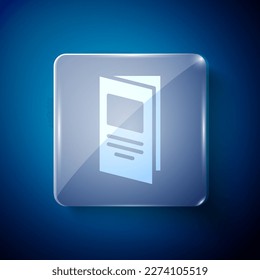 White Brochure template layout icon isolated on blue background. Corporate business annual report, catalog, magazine, flyer mockup. Square glass panels. Vector