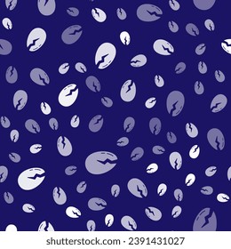 White Broken egg icon isolated seamless pattern on blue background. Happy Easter.  Vector Illustration