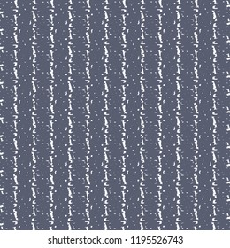 White broken stripes and dots on blue background. Thick striped fabric. Wool blanket texture. Vector illustration.