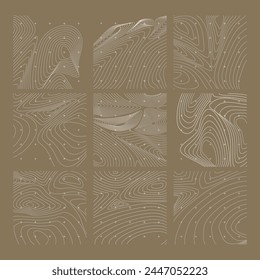 white brown abstract contour line map set