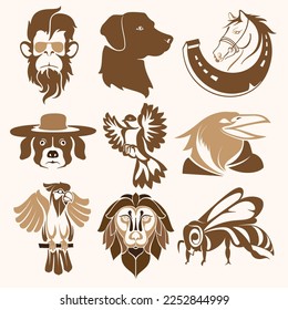 White and Brown Animals Shape Collection 
