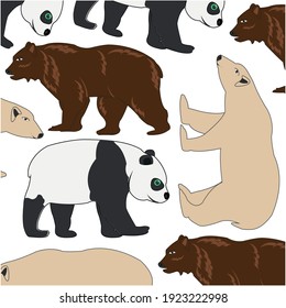 White and brown bear and panda decorative pattern