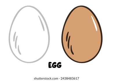 white, brown chicken eggs. Vector doodle cartoon illustration isolated on white background for easter poster, card,  farm products, menu, cookbook design, biological illustration