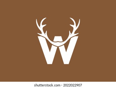 White brown color of W initial letter with deer horn design