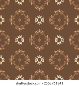 White and brown damask design seamless vector background. Graphic vector illustration, ornate pattern for wallpaper, fabric, packaging, and wrapping. 

