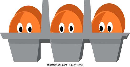 A white and brown eggs with 1 egg broken, vector, color drawing or illustration.