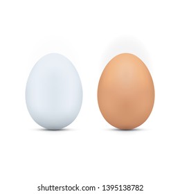 White and brown eggs on white background. Eggs vector icon.