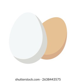 White and Brown Eggs – Vector Illustration Isolated on White Background.