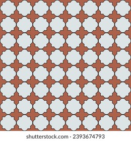 White and brown geometric shapes seamless pattern. Oriental minimalism. Gothic ornamentation. Geometric simplicity, minimalistic symmetry. For fabric, wrapping paper, packaging, DIY projects.
