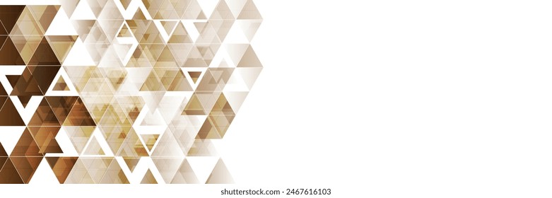 White brown glossy triangles abstract technology background. Geometric low poly vector banner design