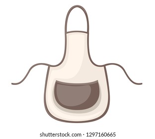 White and brown kitchen apron. Cartoon flat style illustration isolated on white background..