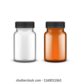 White And Brown Medical Glass Bottle With Shadows. EPS10 Vector