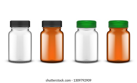 White And Brown Medical Glass Bottle With Shadows. EPS10 Vector