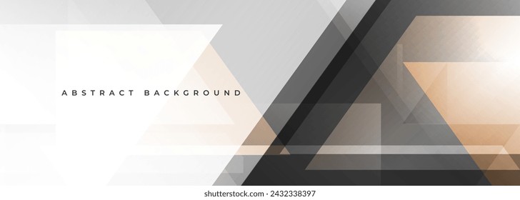 Banner ancho abstracto moderno blanco y marrón con formas geométricas. Fondo abstracto marrón oscuro y blanco. Ilustración de vector