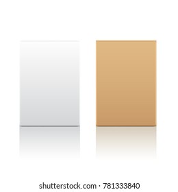 White and Brown Paper Box Template on White Background : Vector Illustration