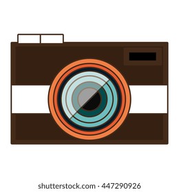 white and brown photo camera design with flash over isolated background, technology concept, vector illustration