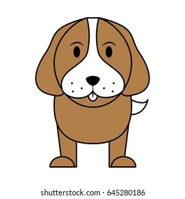white and brown silhouette of cartoon front view dog animal