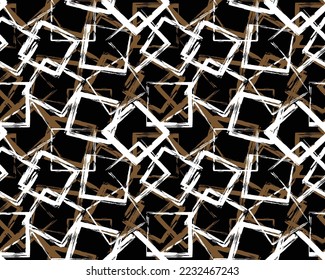 white and brown squares pattern with black background ,seamless square pattern design for print or background 