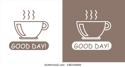 white and brown tea or coffe cup vector illustration