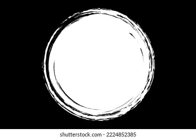 Círculo de pincel blanco. Vector de marca redonda aislado en el fondo. Vector de círculo de pincel blanco pintado. Para placa de grunge, plantilla de diseño de sello, tinta y sello. Forma de círculo dibujado a mano redondeada, vector