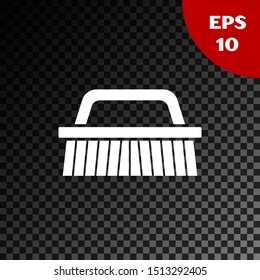 White Brush for cleaning icon isolated on transparent dark background.  Vector Illustration