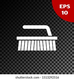 White Brush for cleaning icon isolated on transparent dark background.  Vector Illustration
