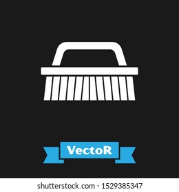 White Brush for cleaning icon isolated on black background.  Vector Illustration