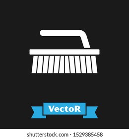 White Brush for cleaning icon isolated on black background.  Vector Illustration