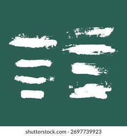 Marcas de pincel brancas. Traçado de pincel de textura grunge desenhado à mão e coleção de pincéis Grunge