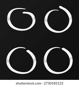 Círculos de pincelada blanca sobre fondo negro Elementos zen enso