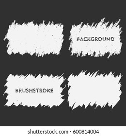 white brush stroke frame set. flat abstract background for text. design element. rectangle shape.