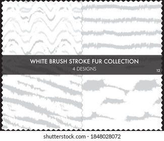 White Brush stroke fur collection includes 4 design swatches for fashion prints, homeware, graphics, backgrounds